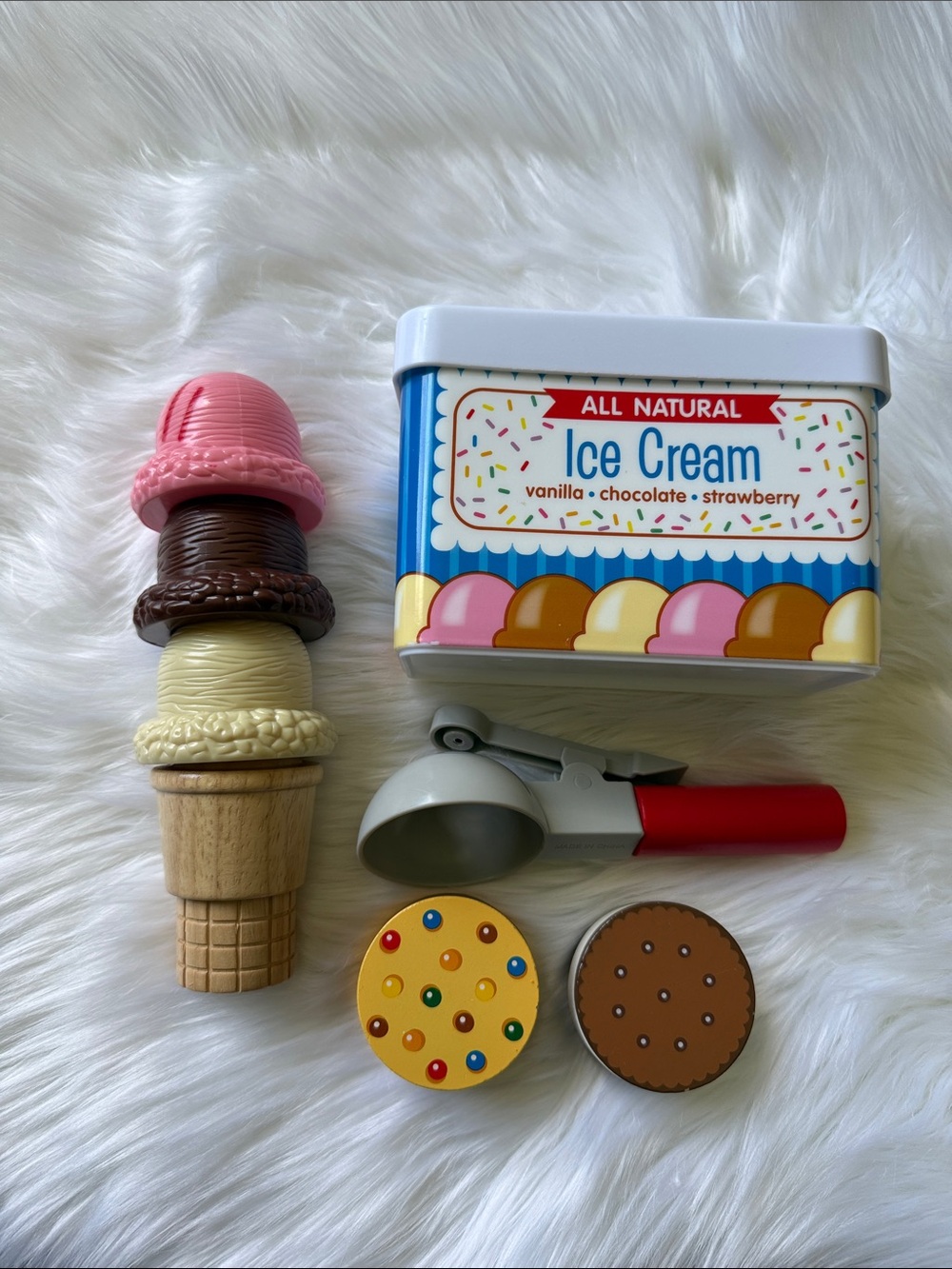 Kids Toy Ice Cream Play Set - Pink, Brown, Cream